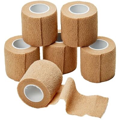 MEDca Bandages Autocollant Cohésif Wrap 2 pouces X 5 Yards 6 Pièces avec Bande Autocollante Élastique Solide de Secourisme pour Entorse Enflure et Douleur au Poignet et Cheville (couleur de la peau) MEDca Bandages Autocollant Cohésif Wrap 2 pouces X 5 Yards 6 Pièces avec Bande Autocollante Élastique Solide de Secourisme pour Entorse Enflure et Douleur au Poignet et Cheville (couleur de la peau)