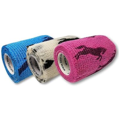 LisaCare Bandage de fixation auto-adhésif élastique Lot de 3 7,5 cm de large x 4,5 m Extensible Motif chevaux Blanc Bleu Rose LisaCare Bandage de fixation auto-adhésif élastique Lot de 3 7,5 cm de large x 4,5 m Extensible Motif chevaux Blanc Bleu Rose