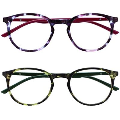 Lunettes de lecture Opulize - Monture ronde 2 pièces Violet Vert - Unisexe Lunettes de lecture Opulize - Monture ronde 2 pièces Violet Vert - Unisexe