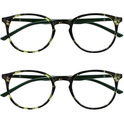 Opulize Lunettes de lecture vert tortue rondes pour hommes - Lunettes de lecture Opulize Lunettes de lecture vert tortue rondes pour hommes - Lunettes de lecture