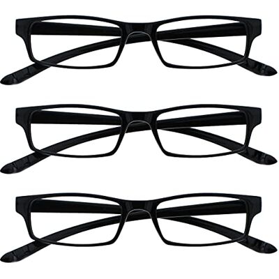 Lunettes de lecture noires Opulize - Charnières à ressorts - Pack de 3 Lunettes de lecture noires Opulize - Charnières à ressorts - Pack de 3