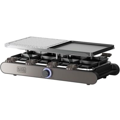 Black & Decker – Raclette, 8 convives Plaques 21 x 21 cm Température réglable 1400 W Plaque réversible et antiadhésive Pierre naturelle Accessoires inclus Sans PFOA Black & Decker – Raclette, 8 convives Plaques 21 x 21 cm Température réglable 1400 W Plaque réversible et antiadhésive Pierre naturelle Accessoires inclus Sans PFOA