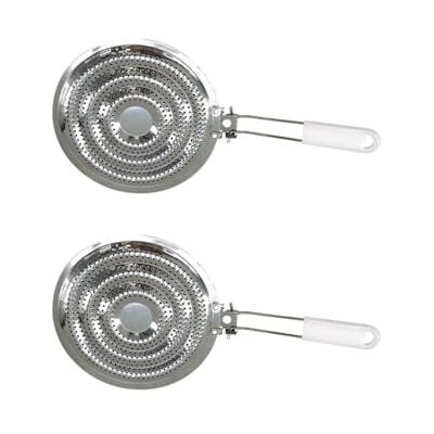 Fackelmann 9928650 Lot de 2 diffuseurs de chaleur de plaque de cuisson, Accessoire pour gazinière, 2 diffuseurs chaleur gazinière, Blanc, Acier inoxydable, 20,5 cm Fackelmann 9928650 Lot de 2 diffuseurs de chaleur de plaque de cuisson, Accessoire pour gazinière, 2 diffuseurs chaleur gazinière, Blanc, Acier inoxydable, 20,5 cm