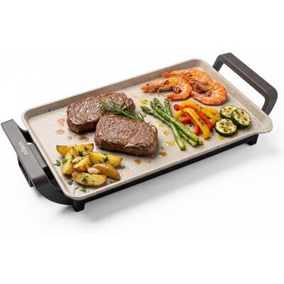Nilson Life Grill électrique plancha et croque-monsieur double, 2 300 W, contrôle de température, ouverture à 180 degrés, plaques céramiques antiadhésives, thermostat réglable, plateau récupérateur de Nilson Life Grill électrique plancha et croque-monsieur double, 2 300 W, contrôle de température, ouverture à 180 degrés, plaques céramiques antiadhésives, thermostat réglable, plateau récupérateur de