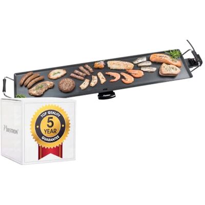 Bestron Plancha électrique, Barbecue electrique XXXL avec revêtement anti-adhésif, Gril de table pouvant jusqu'à 10 personnes, Surface de cuisson extra longue, Couleur: noir Bestron Plancha électrique, Barbecue electrique XXXL avec revêtement anti-adhésif, Gril de table pouvant jusqu'à 10 personnes, Surface de cuisson extra longue, Couleur: noir