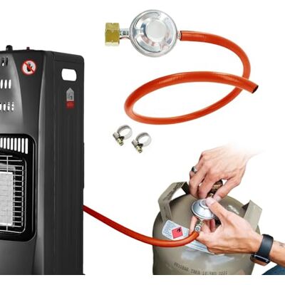 Wintem Régulateur de gaz pour poêles à GPL avec tube de 50 cm et 2 attaches en métal, connexion sûre et rapide, résistante aux températures extrêmes pour usage domestique Wintem Régulateur de gaz pour poêles à GPL avec tube de 50 cm et 2 attaches en métal, connexion sûre et rapide, résistante aux températures extrêmes pour usage domestique
