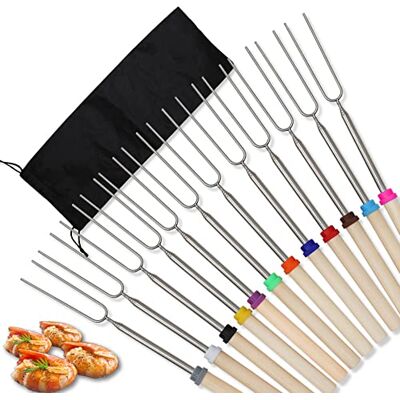 BetterJonny 12pcs Fourchettes pour Barbecue, Basicon 81cm Brochettes de Barbecue en Acier Inoxydable Télescopiques pour Barbecue Brochettes en métal pour Barbecue Viande Légumes Guimauve BetterJonny 12pcs Fourchettes pour Barbecue, Basicon 81cm Brochettes de Barbecue en Acier Inoxydable Télescopiques pour Barbecue Brochettes en métal pour Barbecue Viande Légumes Guimauve