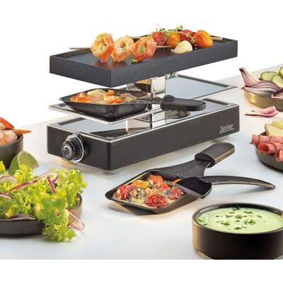 Spring Classic Raclette pour 2 personnes Noir Barbecue de table électrique Plaque de cuisson en aluminium antiadhésive 2 poêlons & grattoir à raclette Plan de rangement 25,5 × 1 × 12,5 cm Spring Classic Raclette pour 2 personnes Noir Barbecue de table électrique Plaque de cuisson en aluminium antiadhésive 2 poêlons & grattoir à raclette Plan de rangement 25,5 × 1 × 12,5 cm