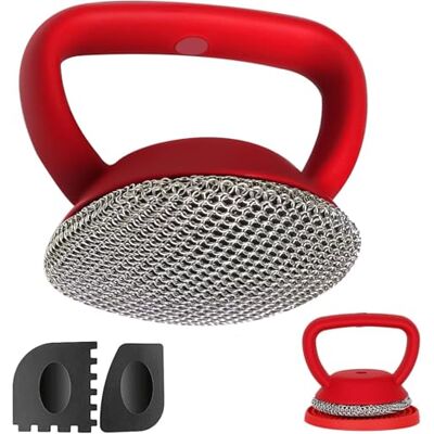 Xummi Nettoyeur de fonte, nettoyant pour poêles en fonte + 2 grattoirs pour barbecue + 1 tapis, acier 316, grattoir à maille de chaîne avec poignée pour poêles en fonte et poêles à frire, passe au Xummi Nettoyeur de fonte, nettoyant pour poêles en fonte + 2 grattoirs pour barbecue + 1 tapis, acier 316, grattoir à maille de chaîne avec poignée pour poêles en fonte et poêles à frire, passe au