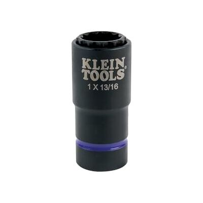 KLEIN TOOLS 66015 Douille à percussion 2 en 1 avec douilles profondes à 12 pans, charge coaxiale à ressort en tailles 1 et 13/16 KLEIN TOOLS 66015 Douille à percussion 2 en 1 avec douilles profondes à 12 pans, charge coaxiale à ressort en tailles 1 et 13/16