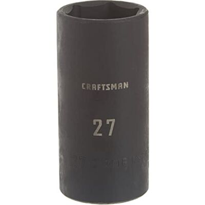 Craftsman Douille à choc profonde, métrique, entraînement 1/2", 27 mm (CMMT16087) Craftsman Douille à choc profonde, métrique, entraînement 1/2", 27 mm (CMMT16087)