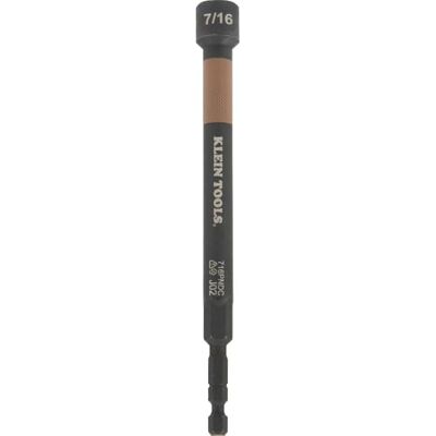 KLEIN TOOLS 716PNDC Tournevis d'écrou hexagonal à code couleur magnétique de 7/16", SAE, résistant aux chocs avec arbre de portée étendue de 12,7 cm KLEIN TOOLS 716PNDC Tournevis d'écrou hexagonal à code couleur magnétique de 7/16", SAE, résistant aux chocs avec arbre de portée étendue de 12,7 cm