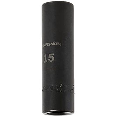Craftsman Douille à choc profonde, métrique, entraînement 1/2", 15 mm (CMMT16076) Craftsman Douille à choc profonde, métrique, entraînement 1/2", 15 mm (CMMT16076)