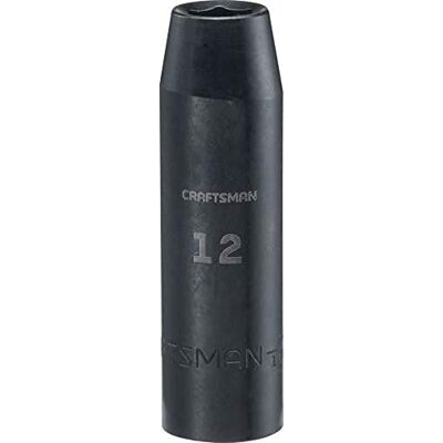 Craftsman Douille à choc profonde, métrique, entraînement 1/2", 12 mm (CMMT16073) Craftsman Douille à choc profonde, métrique, entraînement 1/2", 12 mm (CMMT16073)