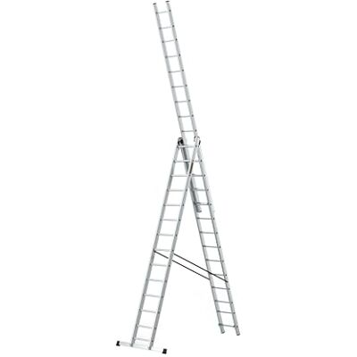 DRABEST PRO Sèries Échelle multifonction en aluminium 3x14 Escabeau à Trois Sections Jusqu'à 150 kg Hauteur de travail 9,62 m Echelle pliante crochet pour seau inclus DRABEST PRO Sèries Échelle multifonction en aluminium 3x14 Escabeau à Trois Sections Jusqu'à 150 kg Hauteur de travail 9,62 m Echelle pliante crochet pour seau inclus