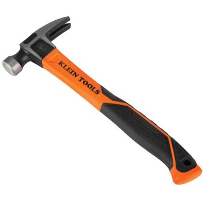 KLEIN TOOLS H80816 Marteau à panne droite avec tête lisse, poignée antidérapante en fibre de verre absorbant les chocs avec trou d'attache, 33 cm, 453,6 g KLEIN TOOLS H80816 Marteau à panne droite avec tête lisse, poignée antidérapante en fibre de verre absorbant les chocs avec trou d'attache, 33 cm, 453,6 g