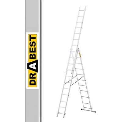 DRABEST Basic Home Échelle en Aluminium 3 Éléments – Escabeau 3x11 Marches – Escabeau en Aluminium Léger – Échelle Pliable pour la Maison – Capacité 150 Kg – 46x299x18cm DRABEST Basic Home Échelle en Aluminium 3 Éléments – Escabeau 3x11 Marches – Escabeau en Aluminium Léger – Échelle Pliable pour la Maison – Capacité 150 Kg – 46x299x18cm