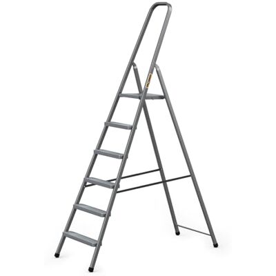 DRABEST Home Échelle en Acier avec Finition Revêtement en Poudre et Plateforme – Escabeau 6 Marches avec Plateforme – Escabeau Léger – Échelle Pliable pour la Maison – 125 Kg – 49x197x8cm DRABEST Home Échelle en Acier avec Finition Revêtement en Poudre et Plateforme – Escabeau 6 Marches avec Plateforme – Escabeau Léger – Échelle Pliable pour la Maison – 125 Kg – 49x197x8cm