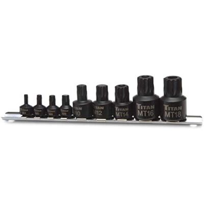Titan 16138 Lot de 9 douilles carrées à impact bas Titan 16138 Lot de 9 douilles carrées à impact bas