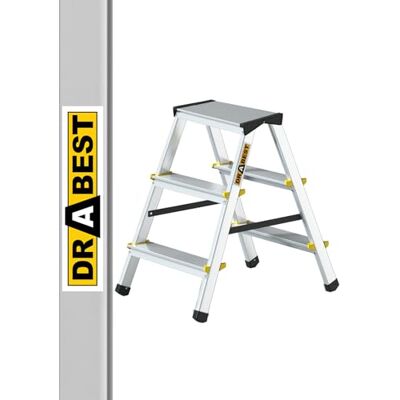 DRABEST DRBAEST ÉCHELLES SÉRIES PRO Échelle en Aluminium 2X 3 Marches Pliant Escabeau Double Antidérapants Marchepied Léger Domestique Charge Max 150 kg DRABEST DRBAEST ÉCHELLES SÉRIES PRO Échelle en Aluminium 2X 3 Marches Pliant Escabeau Double Antidérapants Marchepied Léger Domestique Charge Max 150 kg