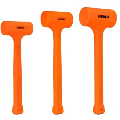 Neiko 02888A Jeu de 3 maillets à frappe amortie, orange fluo, 0,45 kg/0,9 kg/1,4 kg, anti-étincelles et anti-rebond, moulés d’un seul tenant, manche en damier Neiko 02888A Jeu de 3 maillets à frappe amortie, orange fluo, 0,45 kg/0,9 kg/1,4 kg, anti-étincelles et anti-rebond, moulés d’un seul tenant, manche en damier