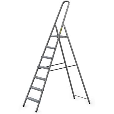 DRABEST Home Échelle en Acier avec Finition Revêtement en Poudre et Plateforme – Escabeau 7 Marches avec Plateforme – Escabeau Léger – Échelle Pliable pour la Maison – 125 Kg – 52x219x8cm DRABEST Home Échelle en Acier avec Finition Revêtement en Poudre et Plateforme – Escabeau 7 Marches avec Plateforme – Escabeau Léger – Échelle Pliable pour la Maison – 125 Kg – 52x219x8cm