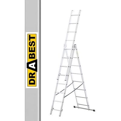 DRABEST Basic Home Échelle en Aluminium 3 Éléments – Escabeau 3x8 Marches – Escabeau en Aluminium Léger – Échelle Pliable pour la Maison – Capacité 150 Kg – 45x220x16cm DRABEST Basic Home Échelle en Aluminium 3 Éléments – Escabeau 3x8 Marches – Escabeau en Aluminium Léger – Échelle Pliable pour la Maison – Capacité 150 Kg – 45x220x16cm