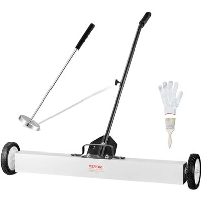 VEVOR Balayeuse magnétique de 91,4 cm avec roues, capacité de 25 kg, avec outil de ramassage magnétique télescopique, poignée réglable, balai magnétique pour ramasser des clous et des vis, pour VEVOR Balayeuse magnétique de 91,4 cm avec roues, capacité de 25 kg, avec outil de ramassage magnétique télescopique, poignée réglable, balai magnétique pour ramasser des clous et des vis, pour