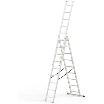 DRABEST Basic Home Échelle en Aluminium 3 Éléments – Escabeau 3x9 Marches – Escabeau en Aluminium Léger – Échelle Pliable pour la Maison – Capacité 150 Kg – 46x246x16cm DRABEST Basic Home Échelle en Aluminium 3 Éléments – Escabeau 3x9 Marches – Escabeau en Aluminium Léger – Échelle Pliable pour la Maison – Capacité 150 Kg – 46x246x16cm
