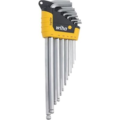 Wiha 66988 ErgoStar Lot de 13 clés hexagonales à extrémité sphérique en pouces, support breveté à ouverture automatique, acier Chrome-V-Moly Wiha 66988 ErgoStar Lot de 13 clés hexagonales à extrémité sphérique en pouces, support breveté à ouverture automatique, acier Chrome-V-Moly