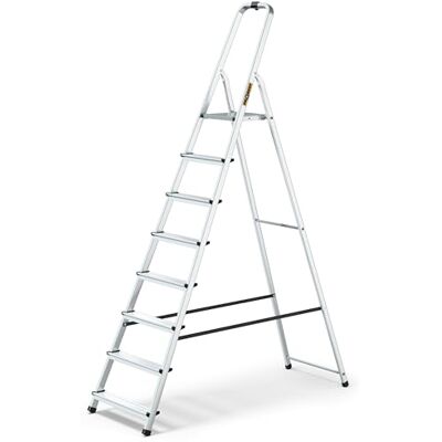 DRABEST Escabeau 8 Marches En Aluminium Capacité 125 KG Escabeau Avec Rail De Sécurité Et Plateforme De Travail Échelles Multi-Usages 52 X 237 X 12 Cm DRABEST Escabeau 8 Marches En Aluminium Capacité 125 KG Escabeau Avec Rail De Sécurité Et Plateforme De Travail Échelles Multi-Usages 52 X 237 X 12 Cm
