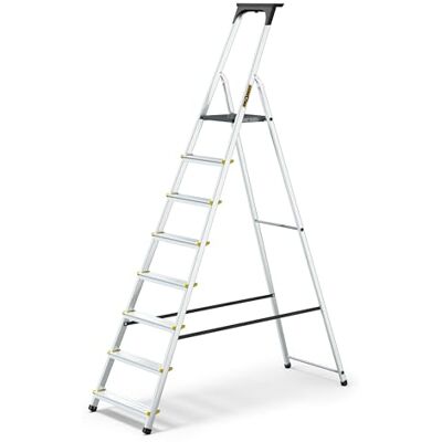 DRABEST Escabeau En Aluminium 8 Marches 150 KG avec Pieds Antidérapants Et Plate-Forme De Travail Échelles Multifonctions 52 X 237 X 12 Cm DRABEST Escabeau En Aluminium 8 Marches 150 KG avec Pieds Antidérapants Et Plate-Forme De Travail Échelles Multifonctions 52 X 237 X 12 Cm