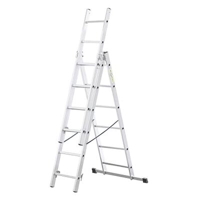 DRABEST Basic Home Échelle en Aluminium 3 Éléments – Escabeau 3x7 Marches – Escabeau en Aluminium Léger – Échelle Pliable pour la Maison – Capacité 150 Kg – 46x190x13cm DRABEST Basic Home Échelle en Aluminium 3 Éléments – Escabeau 3x7 Marches – Escabeau en Aluminium Léger – Échelle Pliable pour la Maison – Capacité 150 Kg – 46x190x13cm