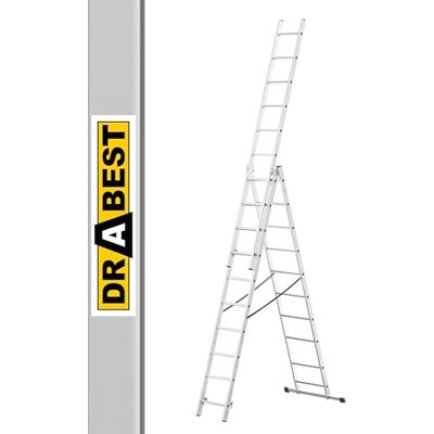 DRABEST Basic Home Échelle en Aluminium 3 Éléments – Escabeau 3x10 Marches – Escabeau en Aluminium Léger – Échelle Pliable pour la Maison – Capacité 150 Kg – 45x270x16cm DRABEST Basic Home Échelle en Aluminium 3 Éléments – Escabeau 3x10 Marches – Escabeau en Aluminium Léger – Échelle Pliable pour la Maison – Capacité 150 Kg – 45x270x16cm