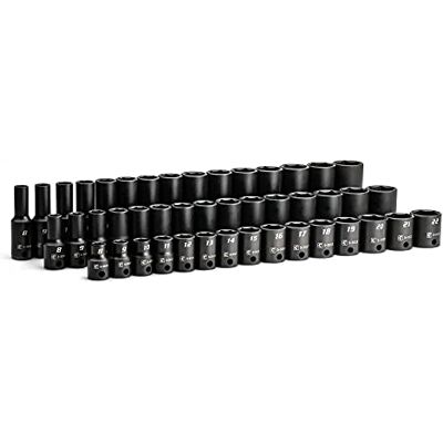 Capri Tools Jeu de douilles à choc 3/8" (3/8"), peu profondes, semi-profondes et profondes, métriques, 8 à 22 mm, 45 pièces Capri Tools Jeu de douilles à choc 3/8" (3/8"), peu profondes, semi-profondes et profondes, métriques, 8 à 22 mm, 45 pièces