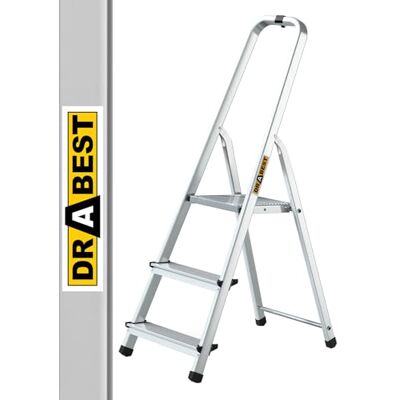 DRABEST Escabeau Ménager 3 Marches En Aluminium Capacité 125 KG Escabeau Avec Rail De Sécurité Et Plateforme De Travail Échelles Multiples Escabeau 3 Marches 40 X 121 X 12 Cm DRABEST Escabeau Ménager 3 Marches En Aluminium Capacité 125 KG Escabeau Avec Rail De Sécurité Et Plateforme De Travail Échelles Multiples Escabeau 3 Marches 40 X 121 X 12 Cm