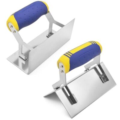 Halorin Truelle d'angle en acier inoxydable 2 pièces : truelle d'angle intérieur et extérieur en acier inoxydable, truelle d'angle pour travaux de plâtre, spatule d'angle avec poignée souple, stuc et Halorin Truelle d'angle en acier inoxydable 2 pièces : truelle d'angle intérieur et extérieur en acier inoxydable, truelle d'angle pour travaux de plâtre, spatule d'angle avec poignée souple, stuc et