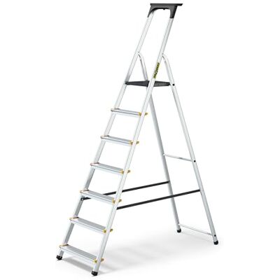 DRABEST Escabeau En Aluminium 7 Marches 150 KG avec Pieds Antidérapants Et Plate-Forme De Travail Echelles Multifonctions 50 X 215 X 12 Cm DRABEST Escabeau En Aluminium 7 Marches 150 KG avec Pieds Antidérapants Et Plate-Forme De Travail Echelles Multifonctions 50 X 215 X 12 Cm