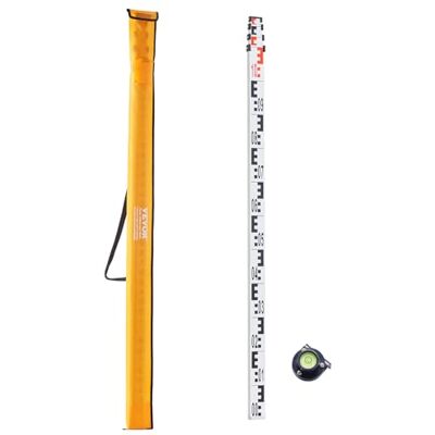 VEVOR Tige de mesure télescopique en aluminium de 4 m, échelle double face en cm/mm, tige de nivellement, avec niveau à bulle et sac de transport pour mesurer les murs et les sols, 4000 x 57 x 35 mm VEVOR Tige de mesure télescopique en aluminium de 4 m, échelle double face en cm/mm, tige de nivellement, avec niveau à bulle et sac de transport pour mesurer les murs et les sols, 4000 x 57 x 35 mm