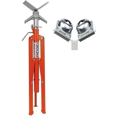 RIDGID VJB-1 Ensemble de support de tuyau avec tête en V & tête à rouleau - Capacité 12" RIDGID VJB-1 Ensemble de support de tuyau avec tête en V & tête à rouleau - Capacité 12"