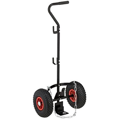 Relaxdays Chariot de transport bouteille gaz, bonbonne de 3 à 5 kg, roues pneumatiques, acier, support, noir-rouge Relaxdays Chariot de transport bouteille gaz, bonbonne de 3 à 5 kg, roues pneumatiques, acier, support, noir-rouge