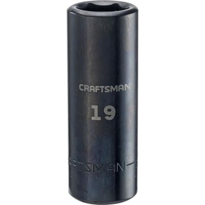 Craftsman Douille à choc profonde, métrique, entraînement 1/2", 19 mm (CMMT16080) Craftsman Douille à choc profonde, métrique, entraînement 1/2", 19 mm (CMMT16080)
