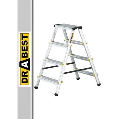 DRABEST DRBAEST ÉCHELLES SÉRIES PRO Escabeau 4 Marches Échelle Pliable Double Face Escabeau Alu Confortable Marche Pieds Antidérapants Charge Max 150 kg DRABEST DRBAEST ÉCHELLES SÉRIES PRO Escabeau 4 Marches Échelle Pliable Double Face Escabeau Alu Confortable Marche Pieds Antidérapants Charge Max 150 kg
