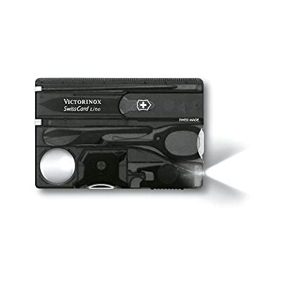 Victorinox Couteau Suisse, Swiss Card Lite, 13 Fonctions, Outil Multifonction avec Lame Pointue, Tournevis 5 mm, Ciseaux, Noir Transparent Victorinox Couteau Suisse, Swiss Card Lite, 13 Fonctions, Outil Multifonction avec Lame Pointue, Tournevis 5 mm, Ciseaux, Noir Transparent