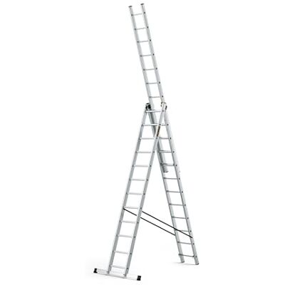 DRABEST PRO Sèries Échelle multifonction en aluminium 3x12 Escabeau à Trois Sections Jusqu'à 150 kg Hauteur de travail 8,09 m Echelle pliante crochet pour seau inclus DRABEST PRO Sèries Échelle multifonction en aluminium 3x12 Escabeau à Trois Sections Jusqu'à 150 kg Hauteur de travail 8,09 m Echelle pliante crochet pour seau inclus