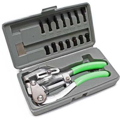 WilTec Kit Pince emporte pièces avec 16 pièces 210 x 100 x 40 mm dans un Coffret robuste Découpe pour carrosserie Estampage Perforation de tôle WilTec Kit Pince emporte pièces avec 16 pièces 210 x 100 x 40 mm dans un Coffret robuste Découpe pour carrosserie Estampage Perforation de tôle