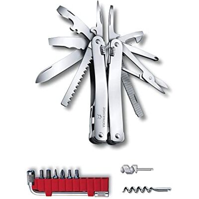 Victorinox Outil Multifonction Swiss Tool X Plus, 35 Fonctions, Swiss Made, Multifonction avec Lame Blocable, y c. Étui-Ceinture Nylon, Argent Victorinox Outil Multifonction Swiss Tool X Plus, 35 Fonctions, Swiss Made, Multifonction avec Lame Blocable, y c. Étui-Ceinture Nylon, Argent