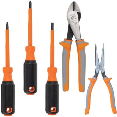 KLEIN TOOLS 9419R Lot de 5 outils isolés 1000 V avec pince diagonale, pince à long bec et 3 tournevis KLEIN TOOLS 9419R Lot de 5 outils isolés 1000 V avec pince diagonale, pince à long bec et 3 tournevis