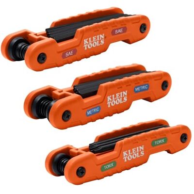KLEIN TOOLS Lot de 3 clés hexagonales pliantes professionnelles 70553, métriques, SAE, tailles Torx, 31 clés, alliage d'acier traité thermiquement KLEIN TOOLS Lot de 3 clés hexagonales pliantes professionnelles 70553, métriques, SAE, tailles Torx, 31 clés, alliage d'acier traité thermiquement