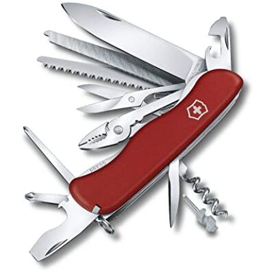 Victorinox Couteau Suisse Work Champ, 21 Fonctions, Outil Multifonction avec Lame Blocable, Pince, Scie à Métaux, Rouge Outil pliable robuste de 11,2 cm avec scie à bois, lime en métal, pince et ciseaux. Balance en polyamide durable rouge Victorinox Couteau Suisse Work Champ, 21 Fonctions, Outil Multifonction avec Lame Blocable, Pince, Scie à Métaux, Rouge Outil pliable robuste de 11,2 cm avec scie à bois, lime en métal, pince et ciseaux. Balance en polyamide durable rouge